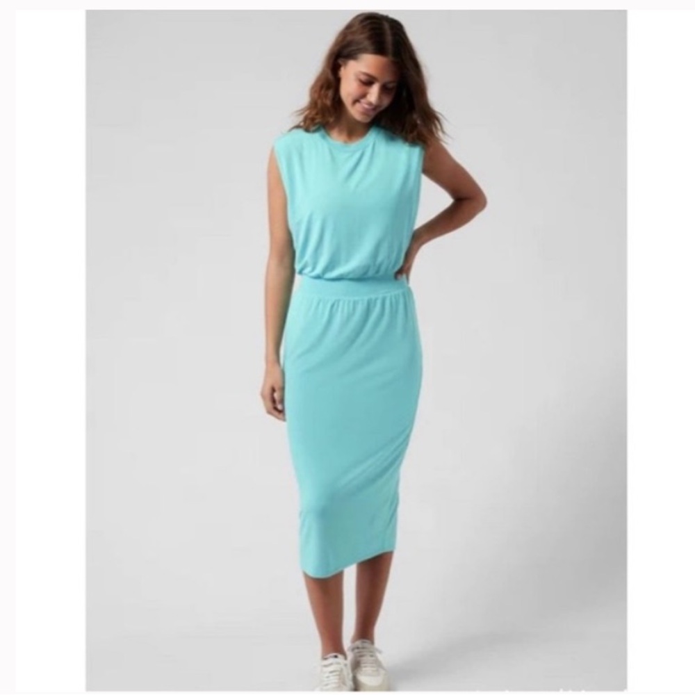 ATHLETA 2X Santorini Cinch Women's Aqua Dress NWOT Never Worn $99
